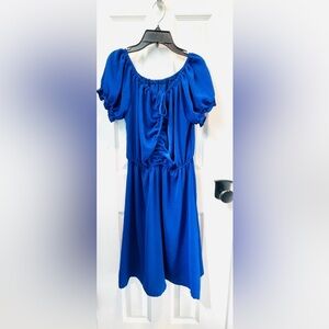 Cute Blue Ruched Short Sleeve Women’s Dress